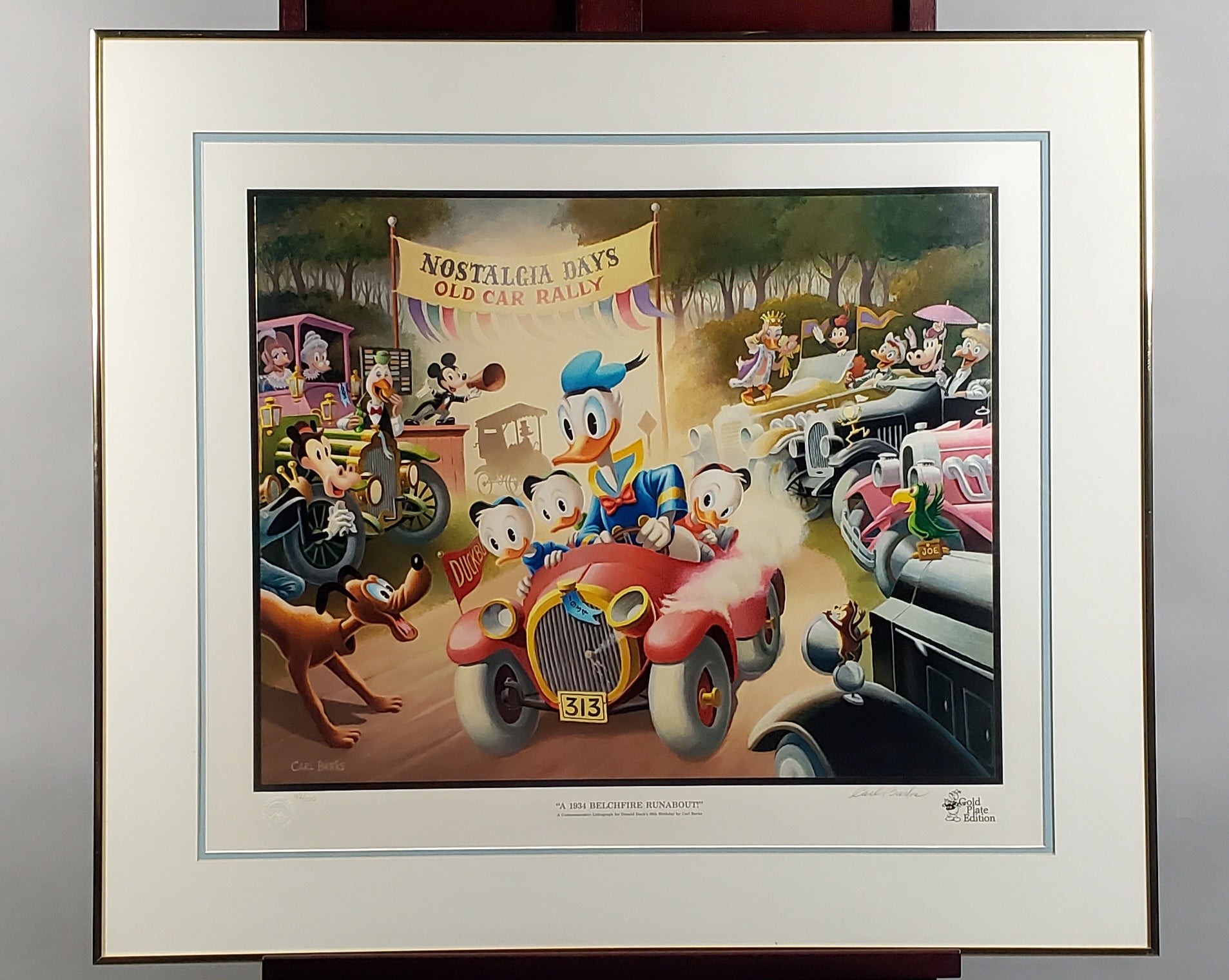 Donald Duck A 1934 Belchfire Runabout! Carl Barks Signed Gold Plate Edition
